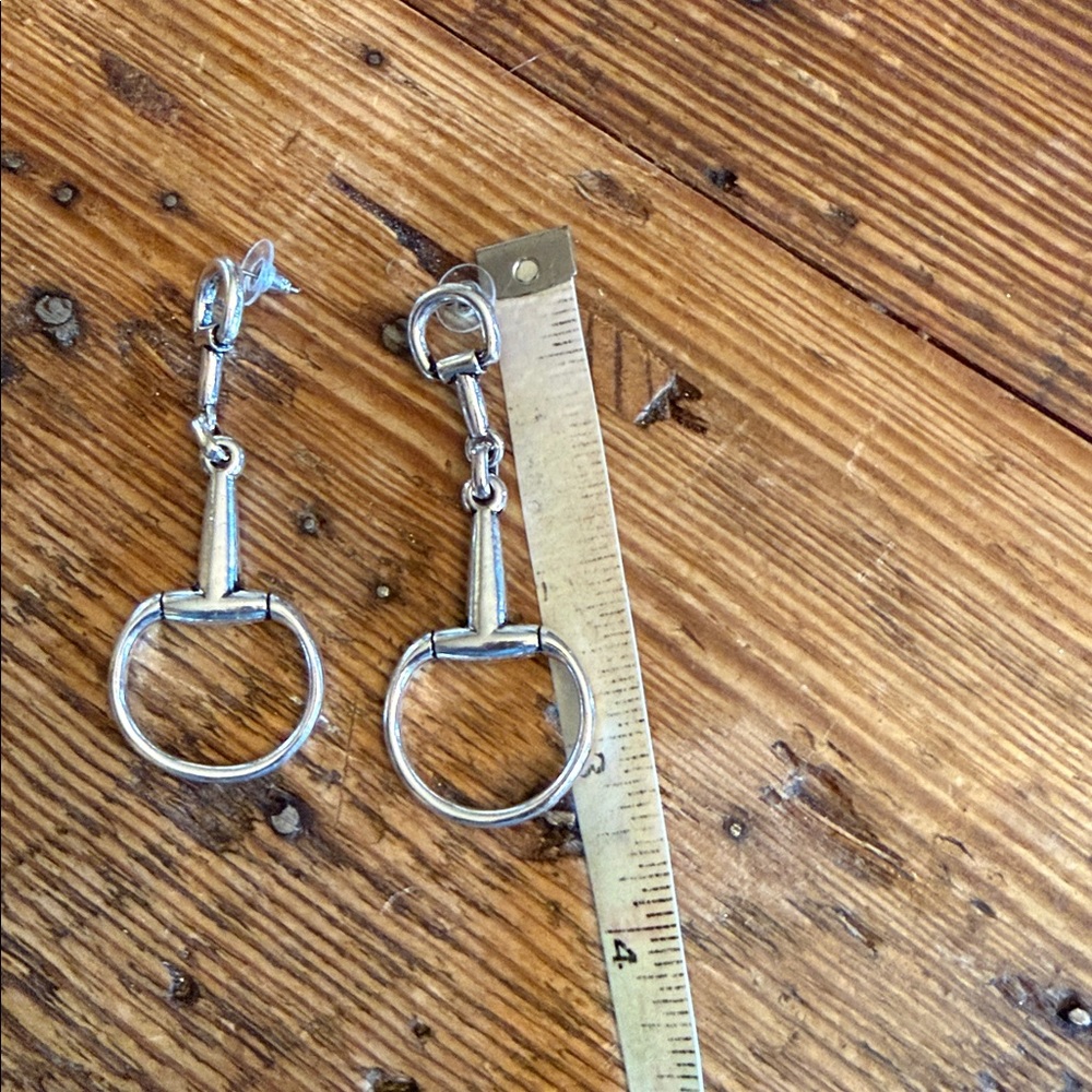 Silver Equestrian-Inspired Earrings horse bit. - Picture 3 of 3